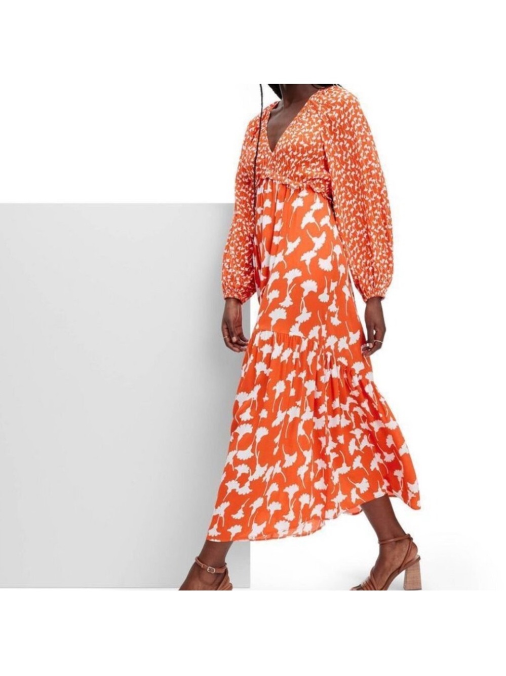 DVF for Target V-Neck Gingko CherryTomato Maxi Dress